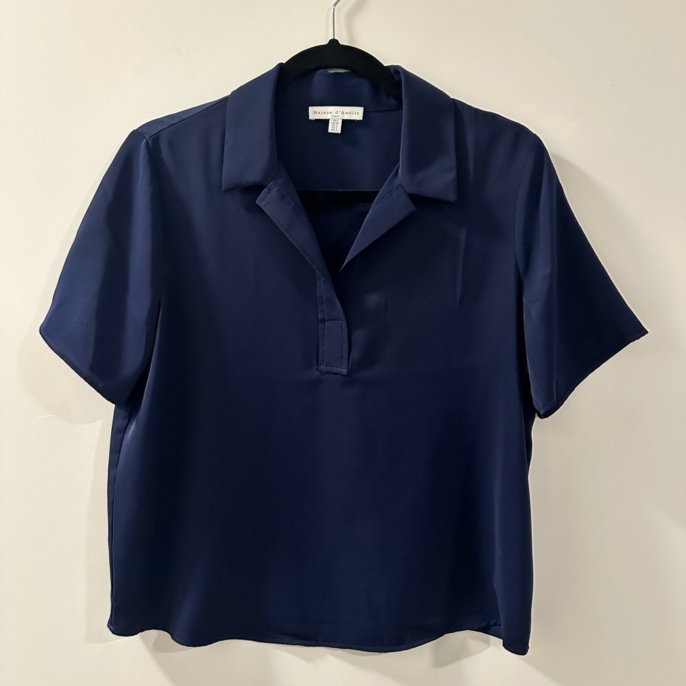 NWOT Stylish Navy Button Down Shirt